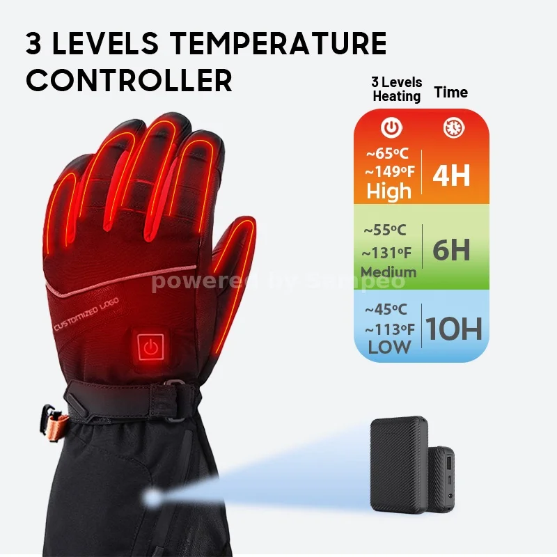 Rechargeable Electric Heated Gloves Leather Gloves  2 